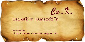 Csikár Kurszán névjegykártya